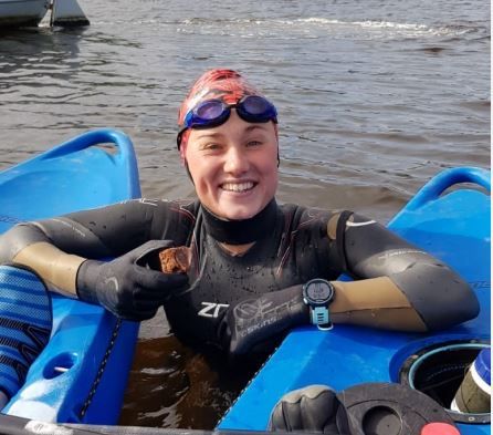 Trainee pilot braves bitter cold for River Dart charity swim