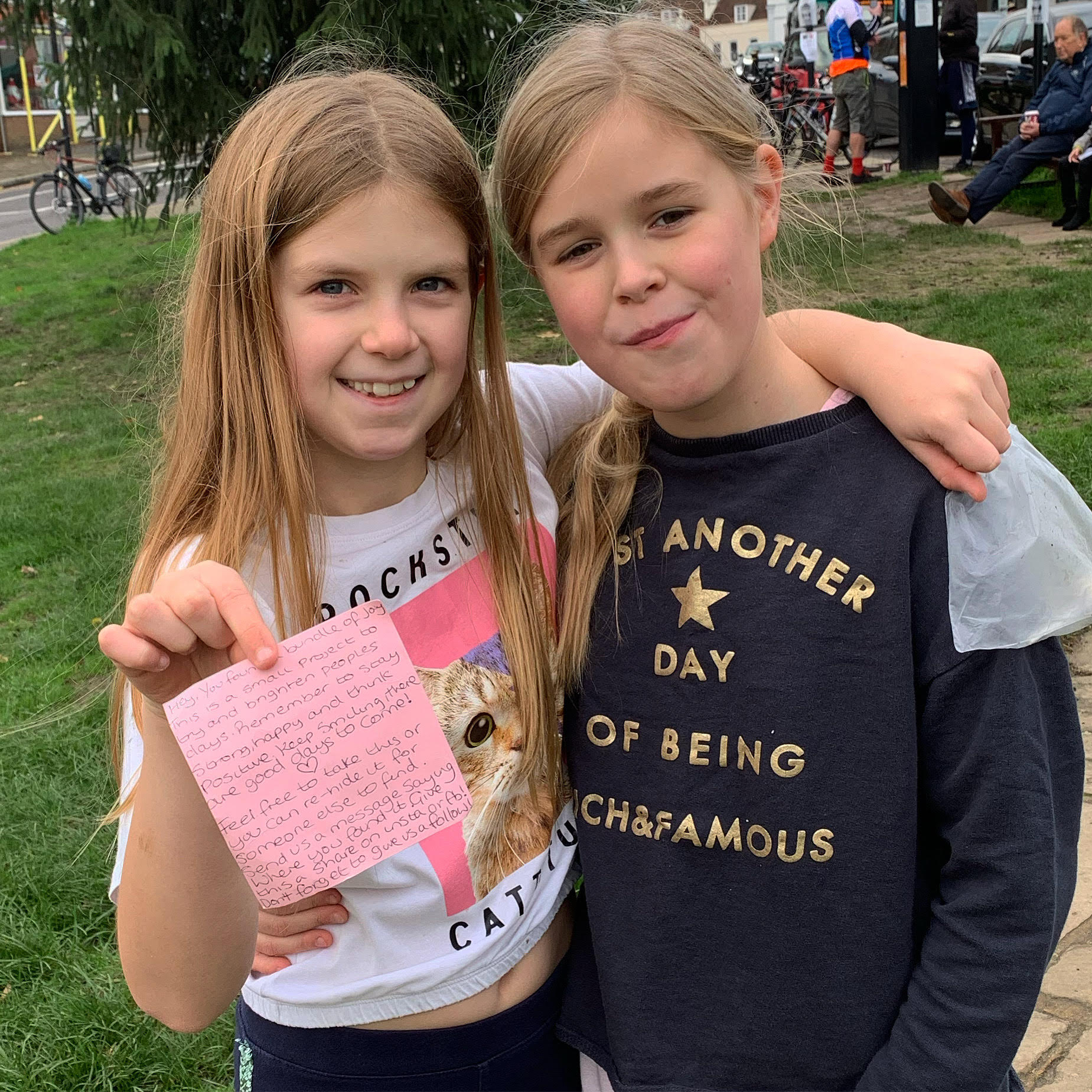 Kids' joy at Covid kindness left under Churchill's feet