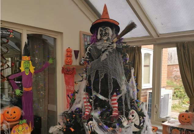 Spooky trees decorated a Derby care home on Halloween