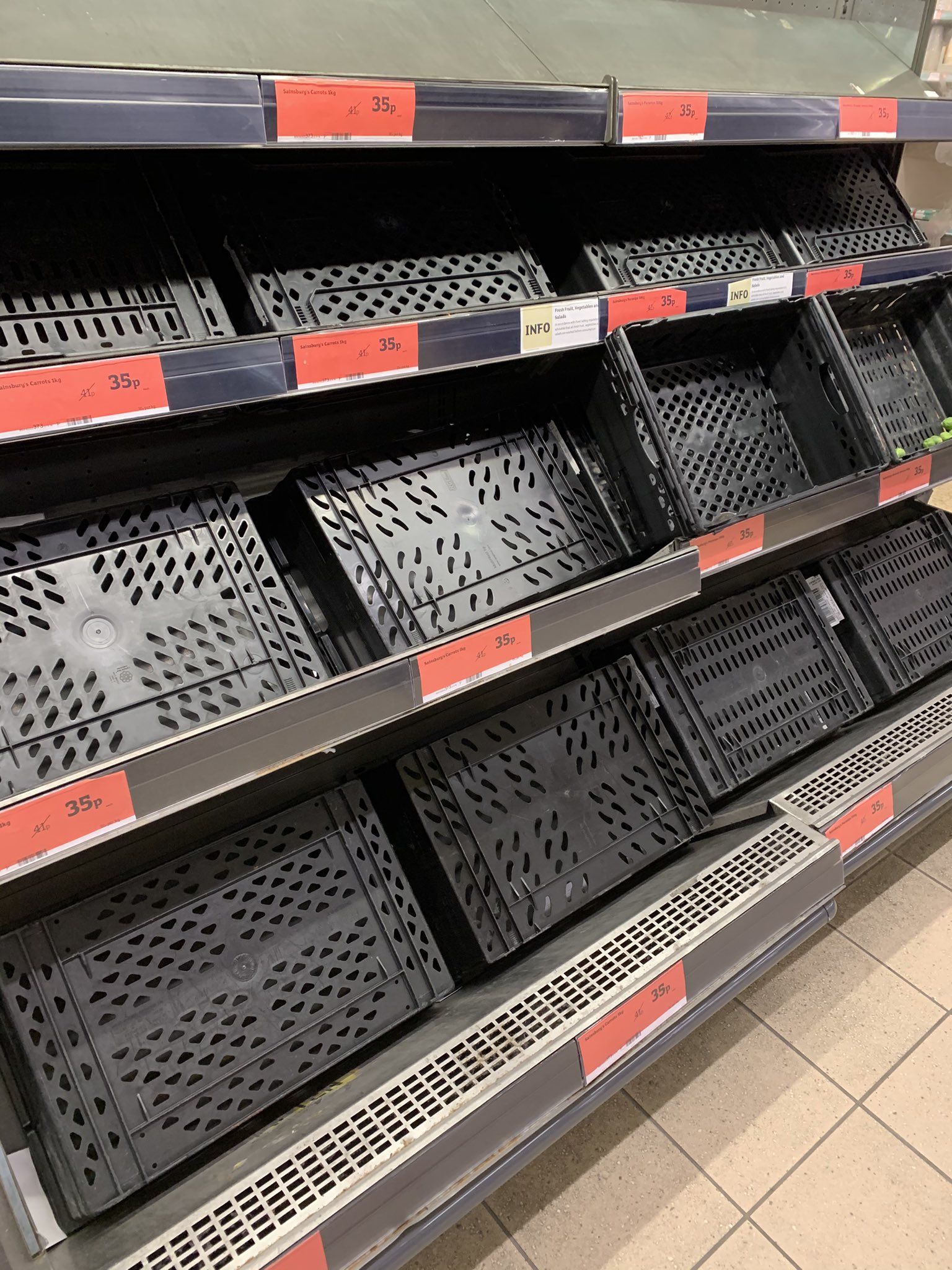 Shoppers report long queues and empty shelves in several supermarkets but assurances are made over shortages