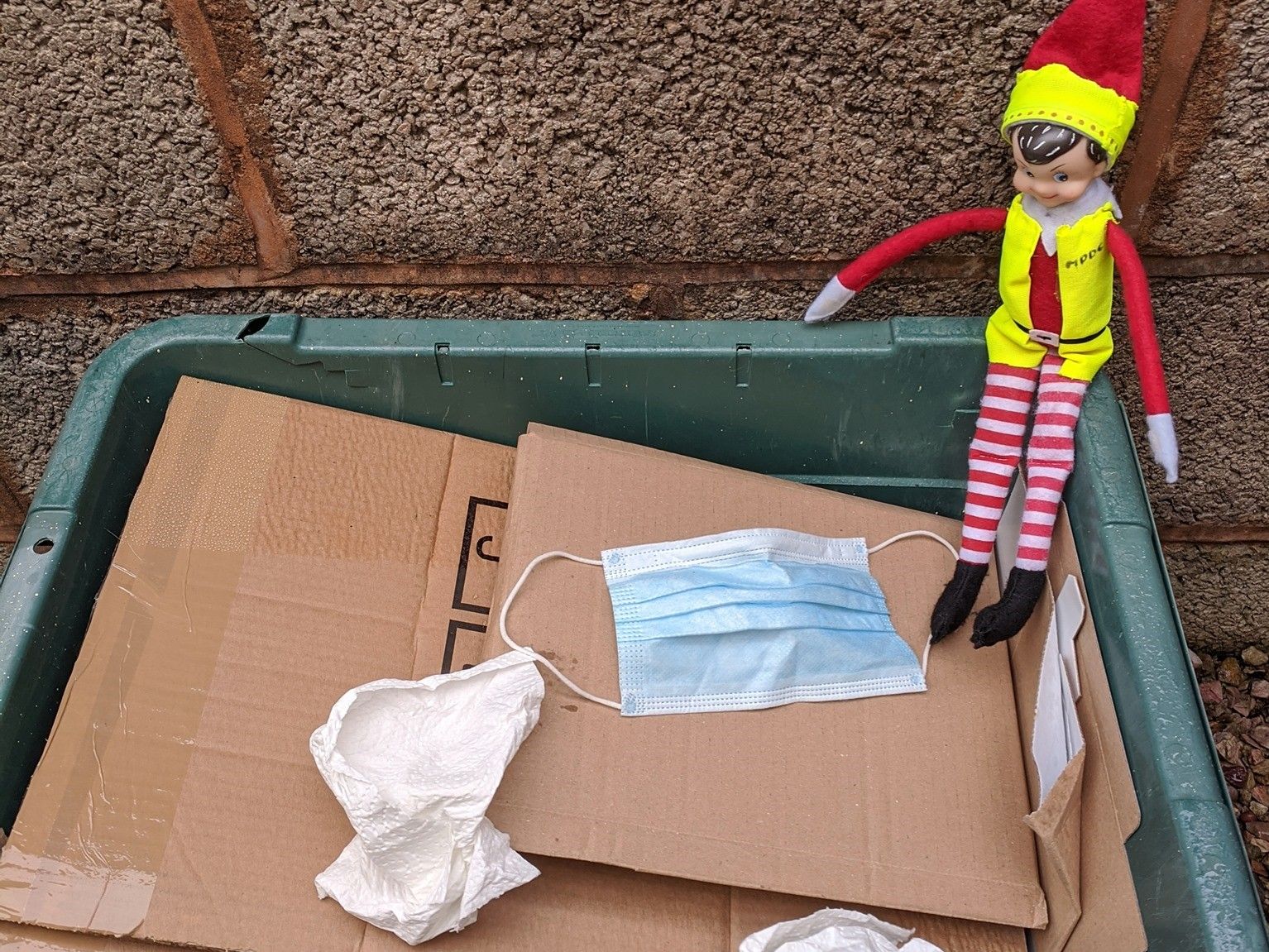 Mid Devon's elf is grumpy over facemasks being dumped in the street