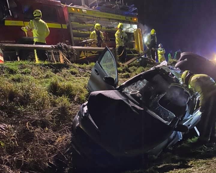 Person rescued after car crashes into steep ditch in Bampton