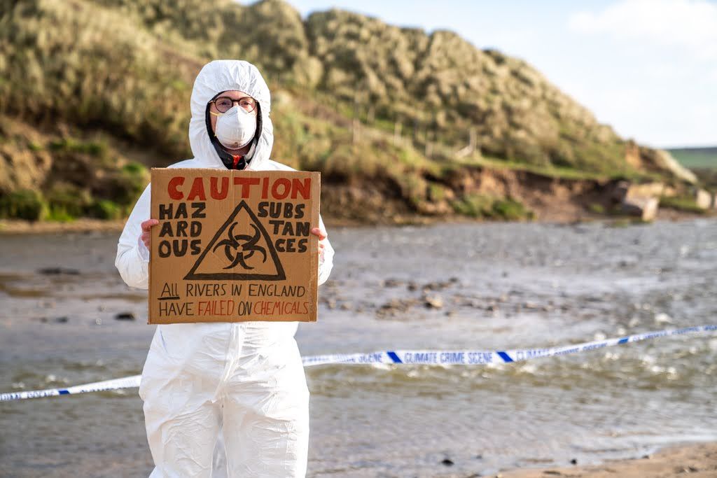 Extinction Rebellion activists highlight rivers pollution issue with 'environmental crime scene'