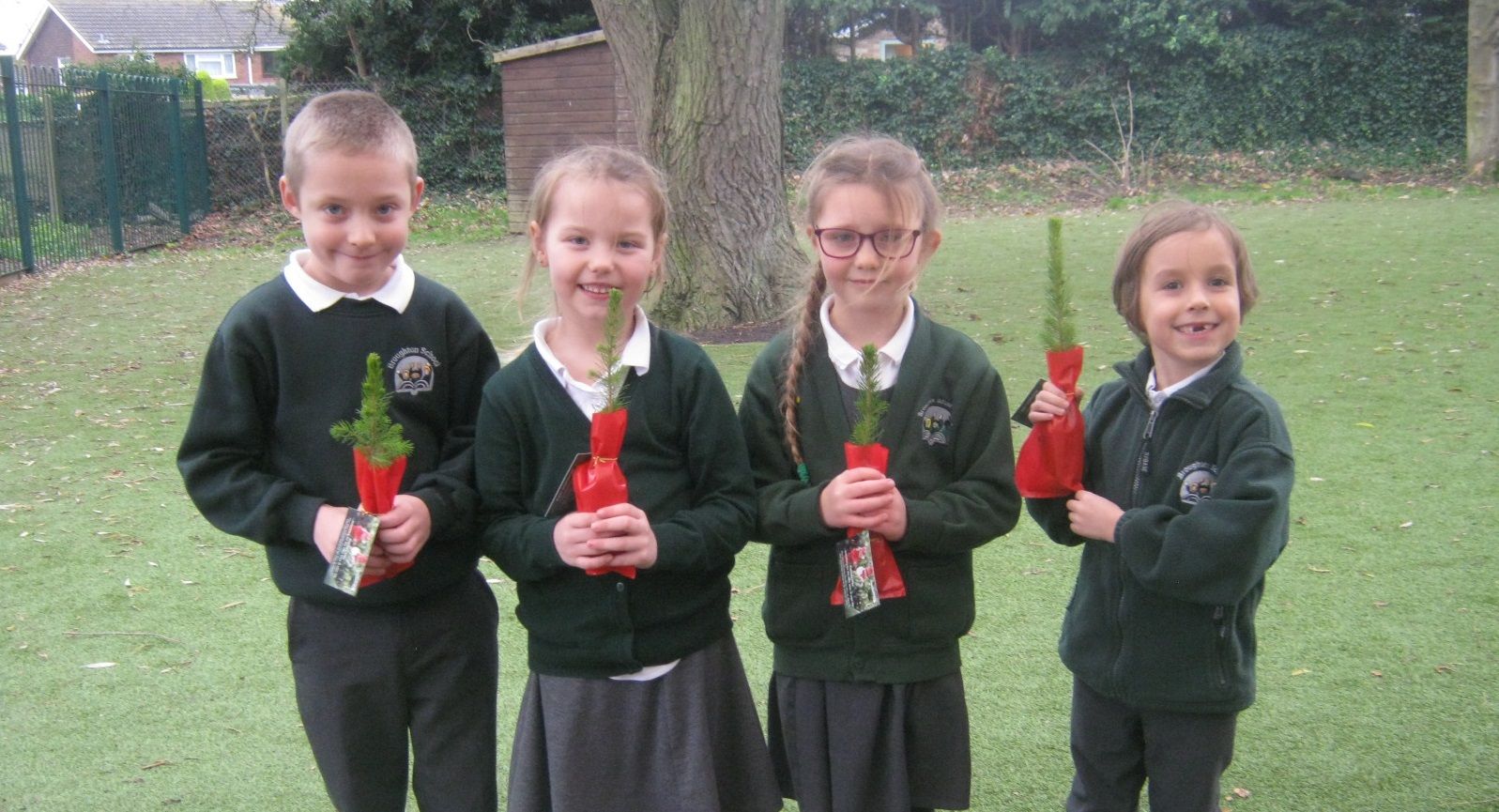 Aylesbury school children receive Christmas tree saplings to plant