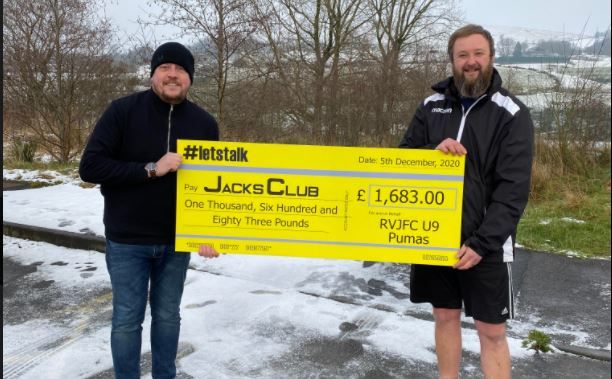 Youth footballers' sponsored runs raise over £1,600 for mental health group Jack's Club