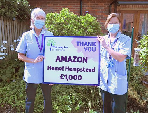 A Berkhamsted hospice has received a donation from the Amazon team