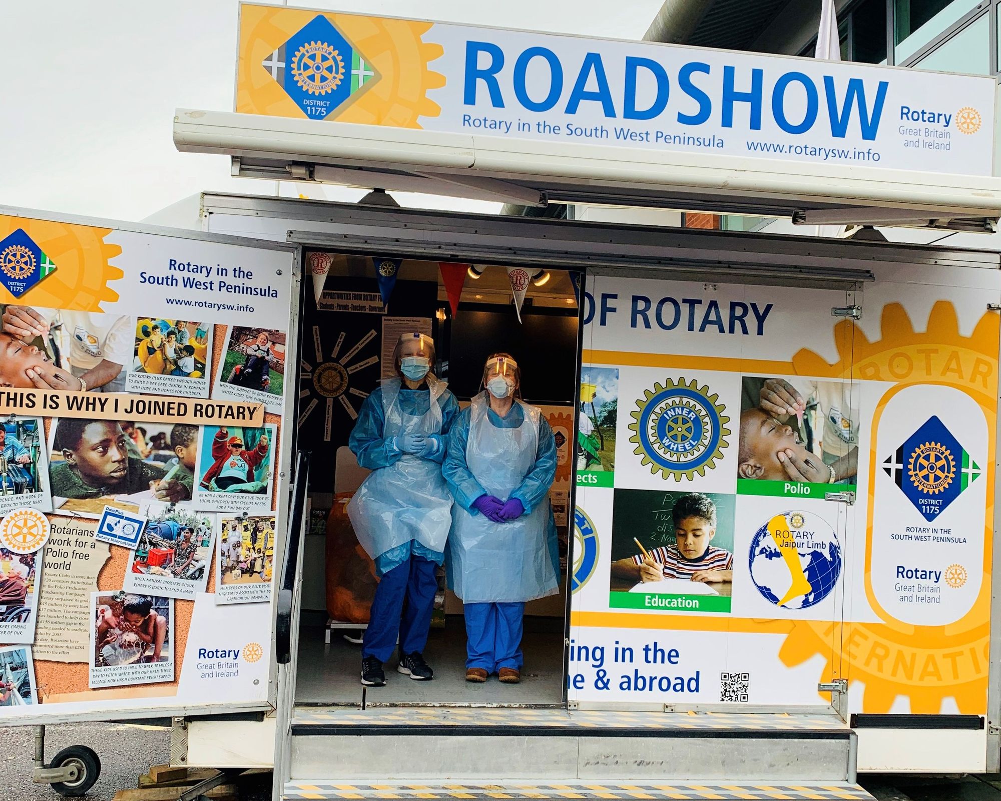 Brixham Rotarians put display trailer to use as swabbing station