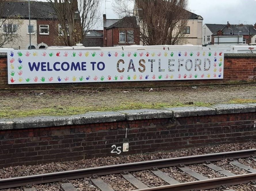 Mural made by local school children brightens up Castleford train station
