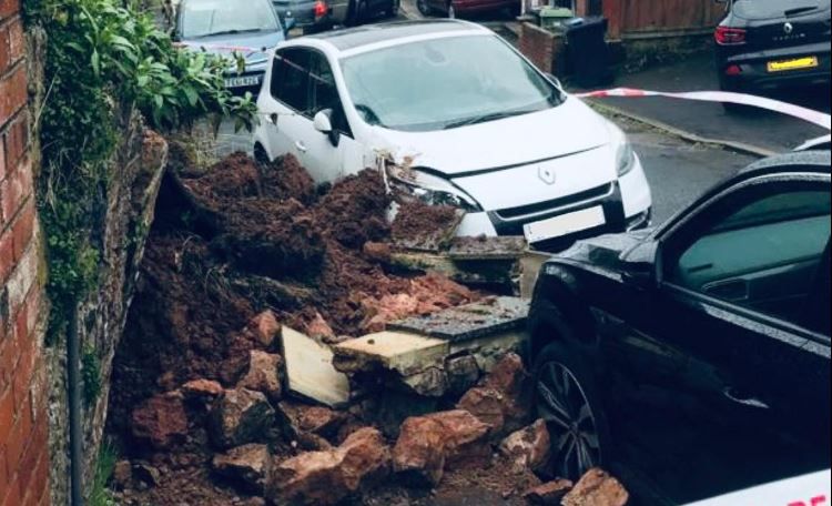 Firefighters issue warning after wall collapses in Teignmouth