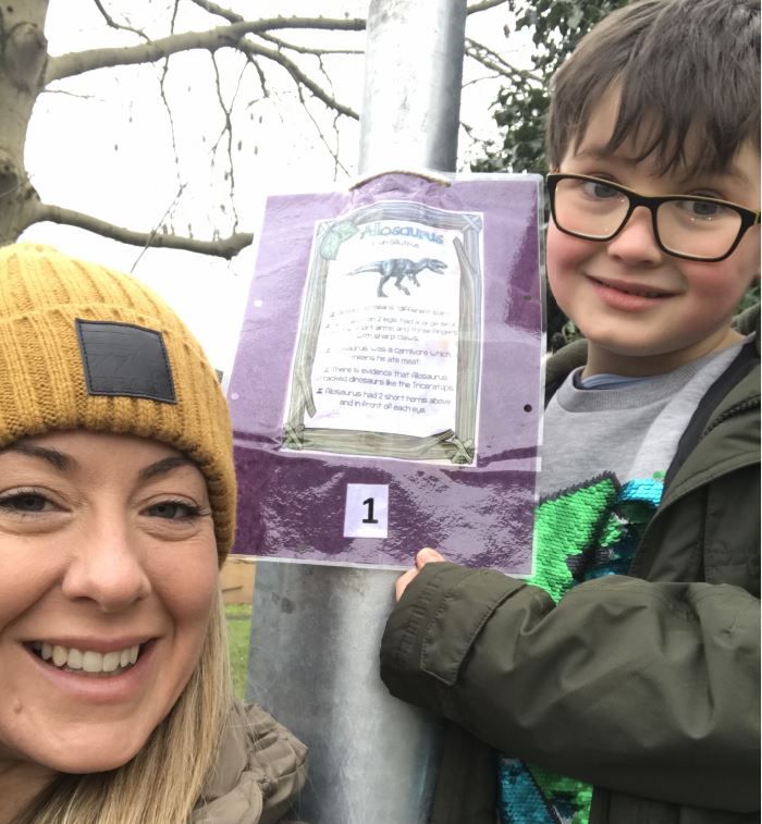 Stockport family set up dinosaur trail to ‘spruce up’ mundane lockdown walks