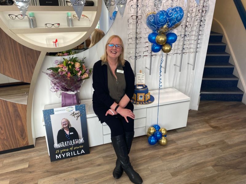 Silver celebrations for Derbyshire Optician’s staff member Myrilla