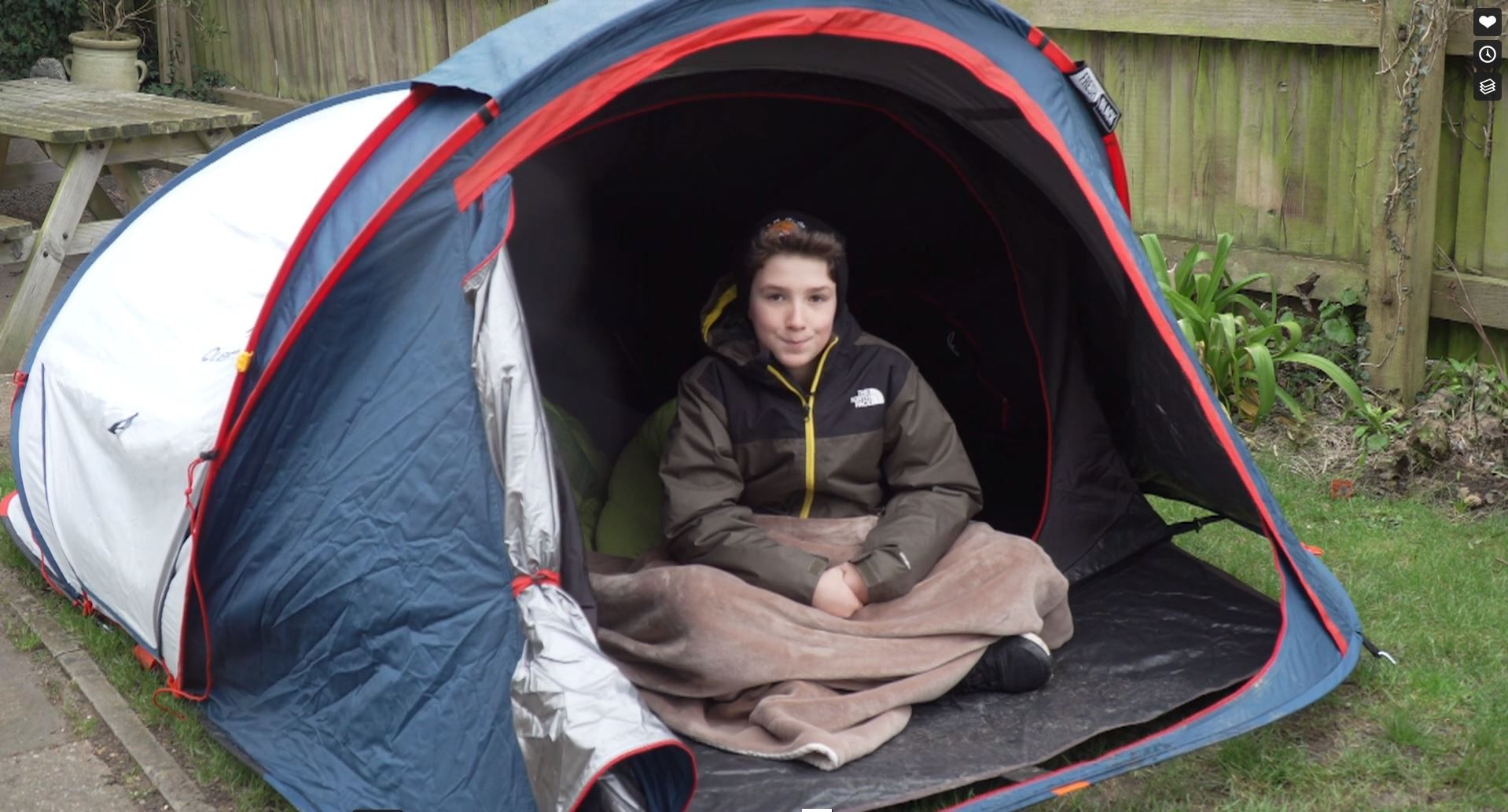 Max marks a year of sleeping in a tent for charity with a global