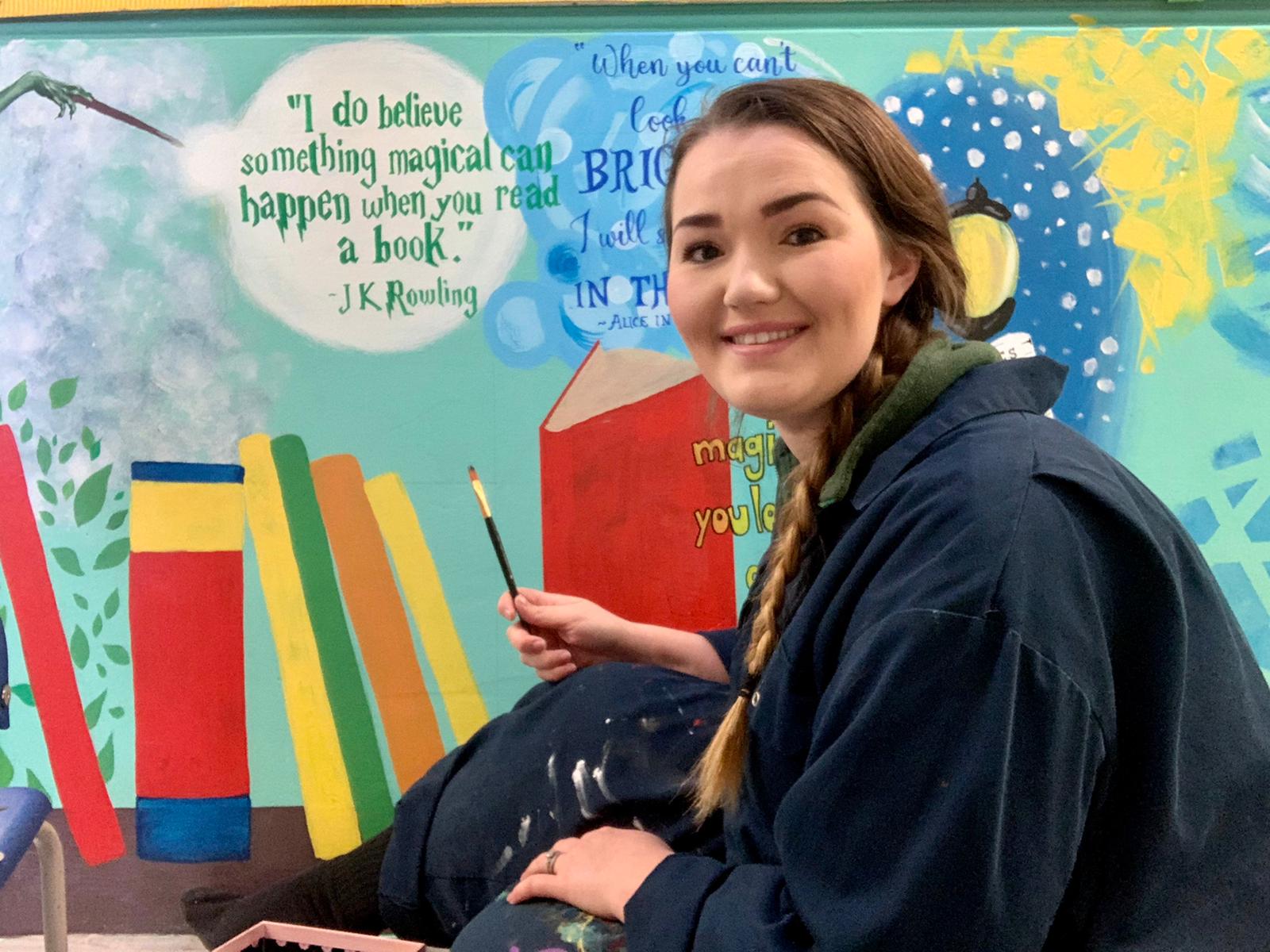 Cefn Meiriadog Woman paints mural at village school InYourArea Community