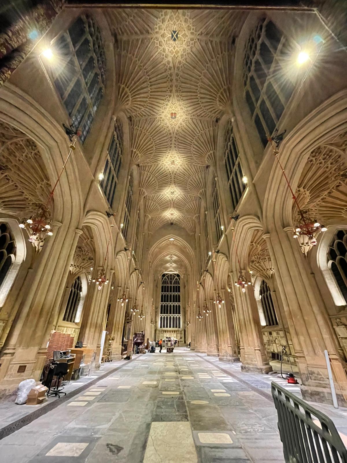 Bath Abbey goes green with LEDs to showcase ceiling