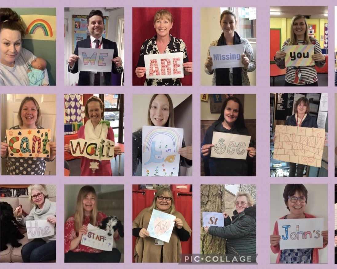 Picture collage welcomes pupils back to the classroom at St John's