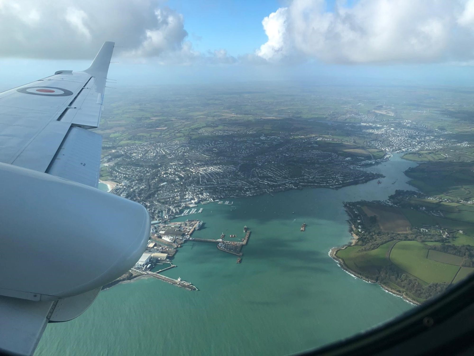 Royal Navy trainee pilots take in the view of Falmouth
