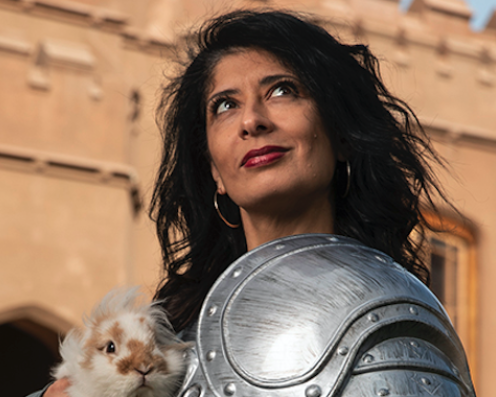 Shappi Khorsandi swaps mic stand for sofa for Tiverton gig
