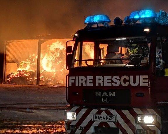 Fire crews help damp down barn blaze in Bideford