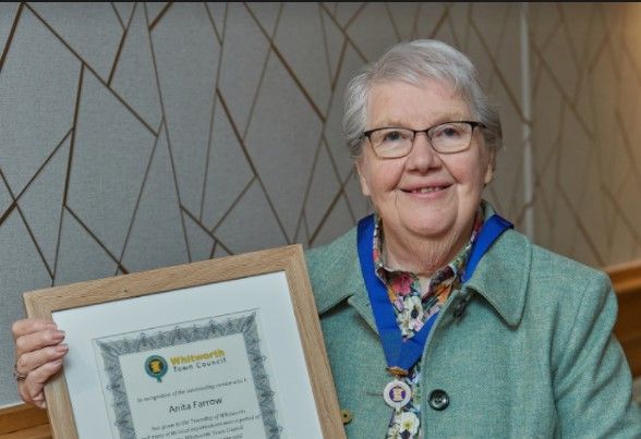 Anita receives Whitworth Honorary Townsman award - after 18-month pandemic delay