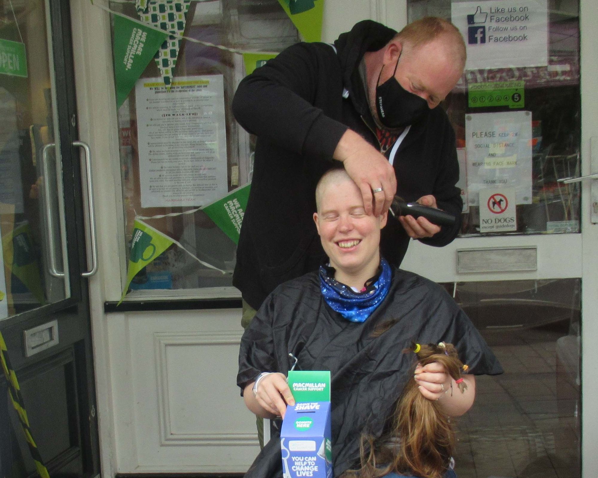 Brave Jenny lets husband shave all her hair for cancer charity