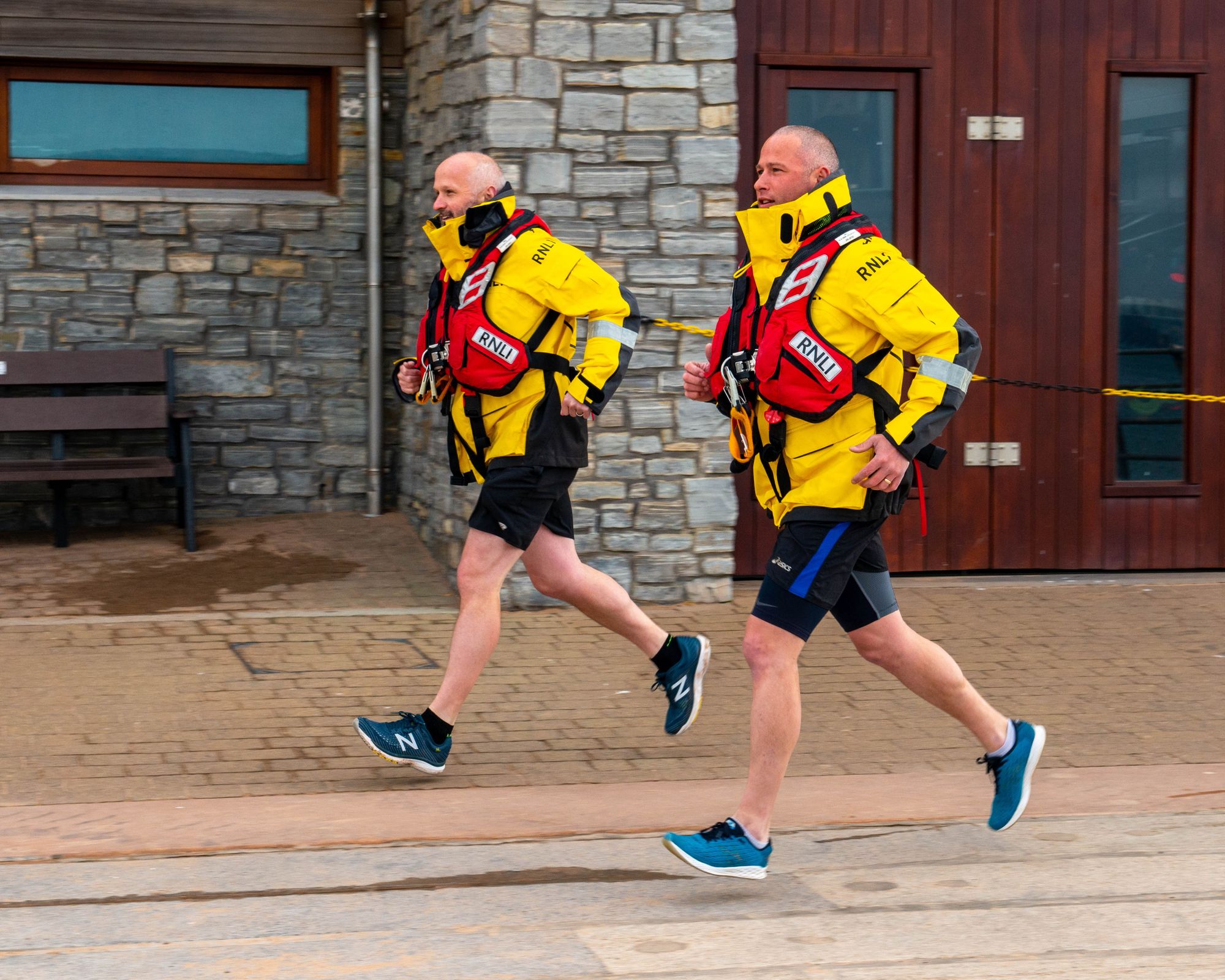 Exmouth RNLI crew competing in the MayDay Mile ’72 for 72’