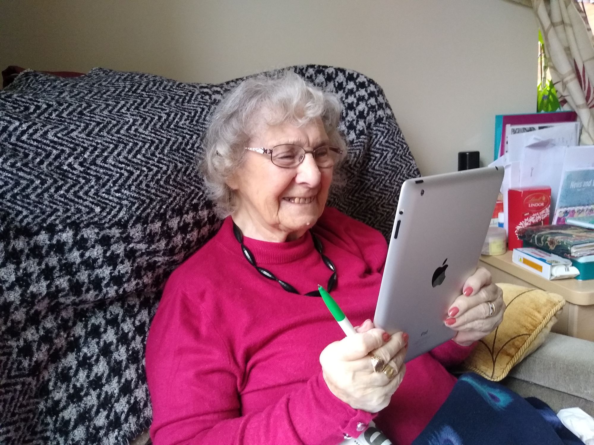 Residents at a care home in Devizes video chat with children from a local primary school
