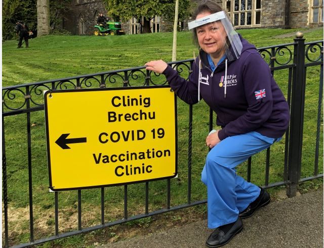 Help for Heroes nurse volunteering at Carmarthen Covid-19 vaccination centre