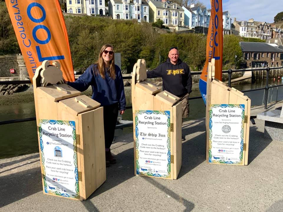 Crabbing lines recycling bins now in place in Looe ahead of tourist season