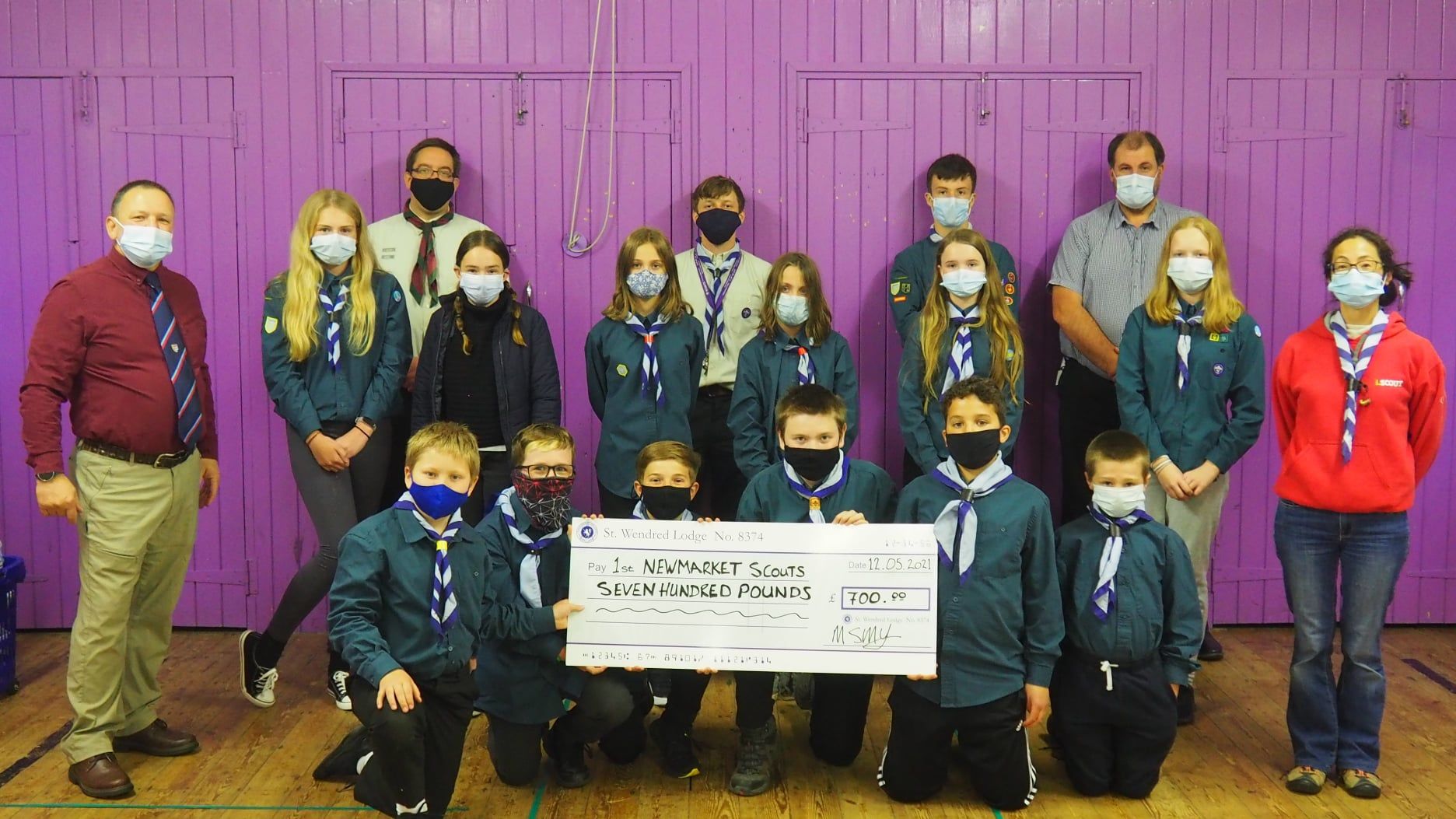 Newmarket Scouts receive donation from Cambridgeshire Freemasons