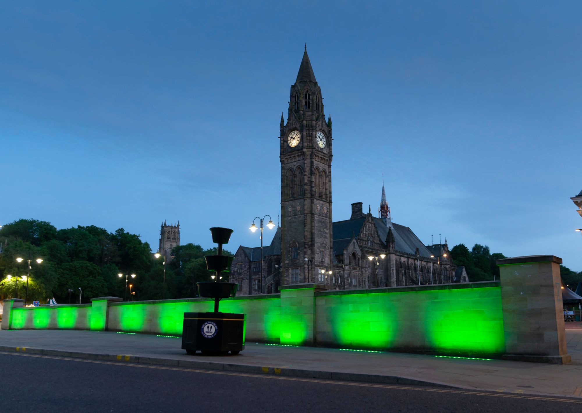 Rochdale monuments lit green in honour of Grenfell Tower