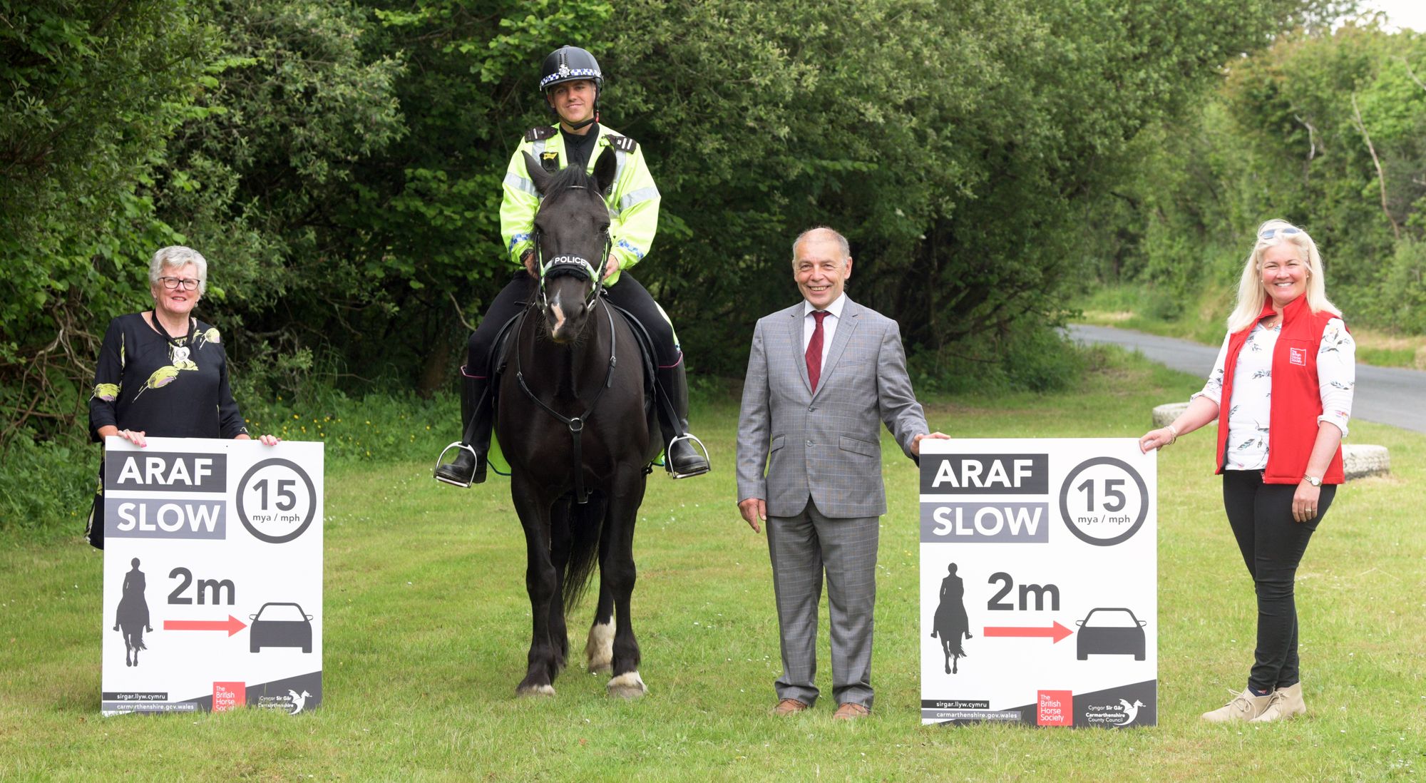 New Carmarthenshire road signs to educate drivers how to pass horses safely