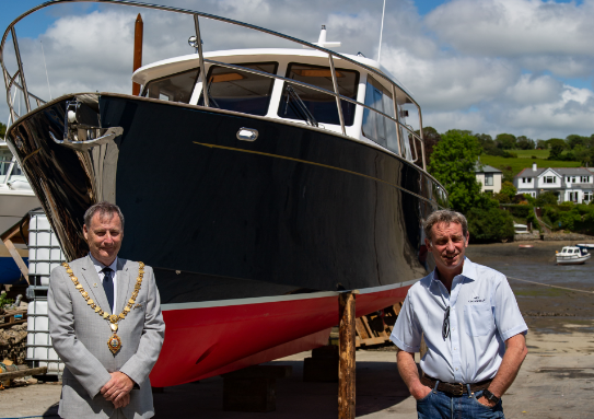 Falmouth mayor visits Cockwells boatyard as it celebrates 25th anniversary