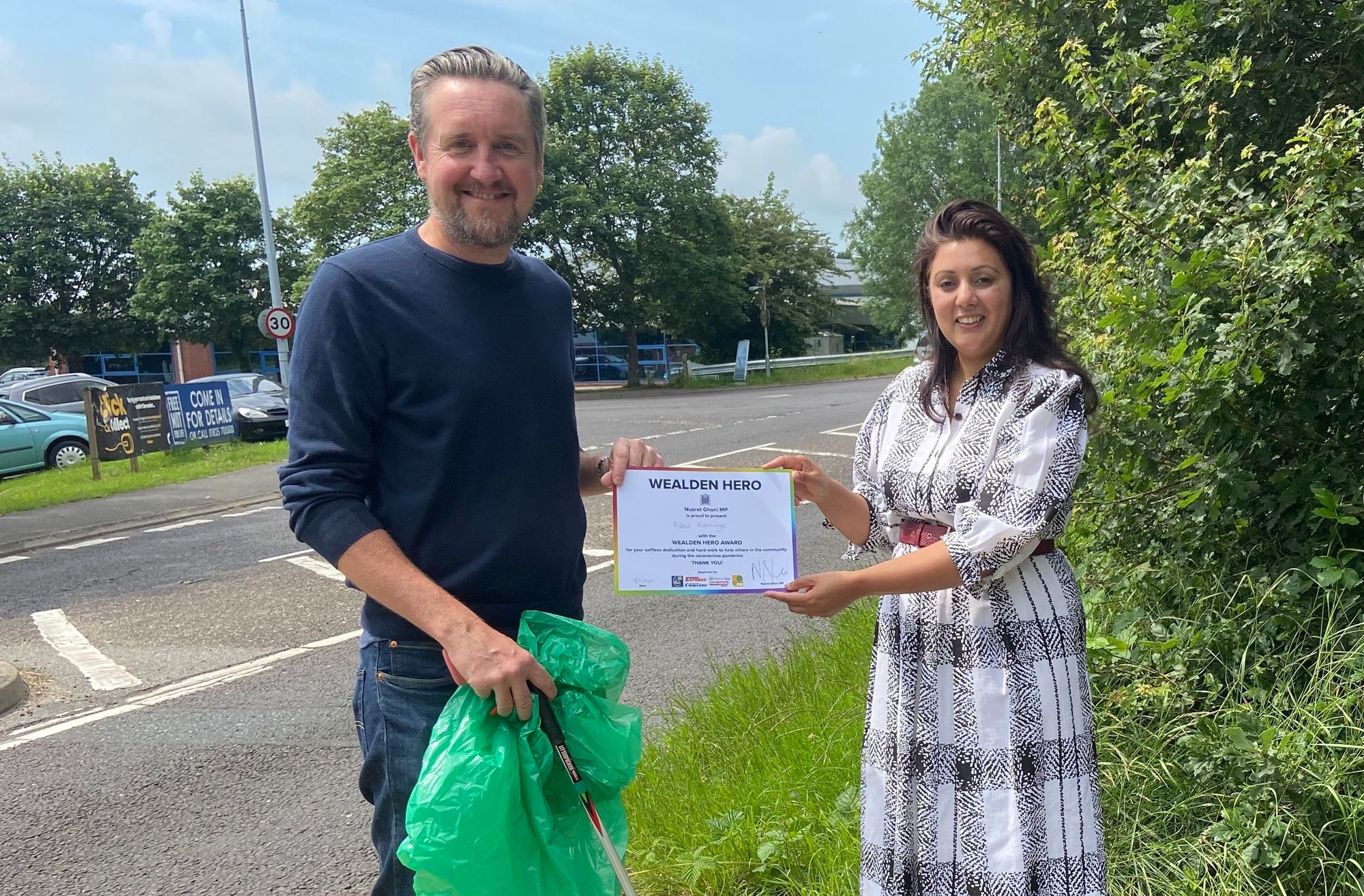Uckfield litter picker presented with Wealden Hero Award