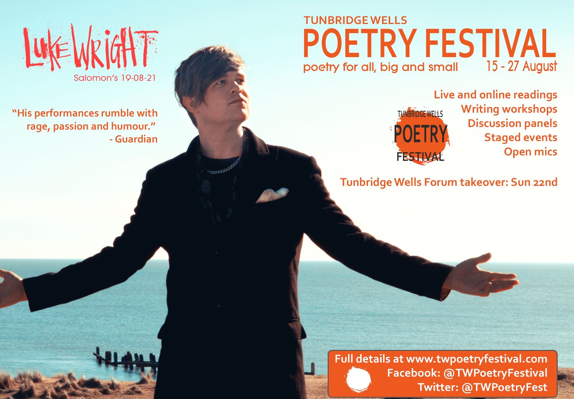 Tunbridge Wells Poetry Festival is back with a thrilling programme to celebrate words and verse