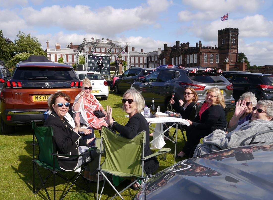 Drive-in garden party in the grounds of Knowsley Hall for army veterans