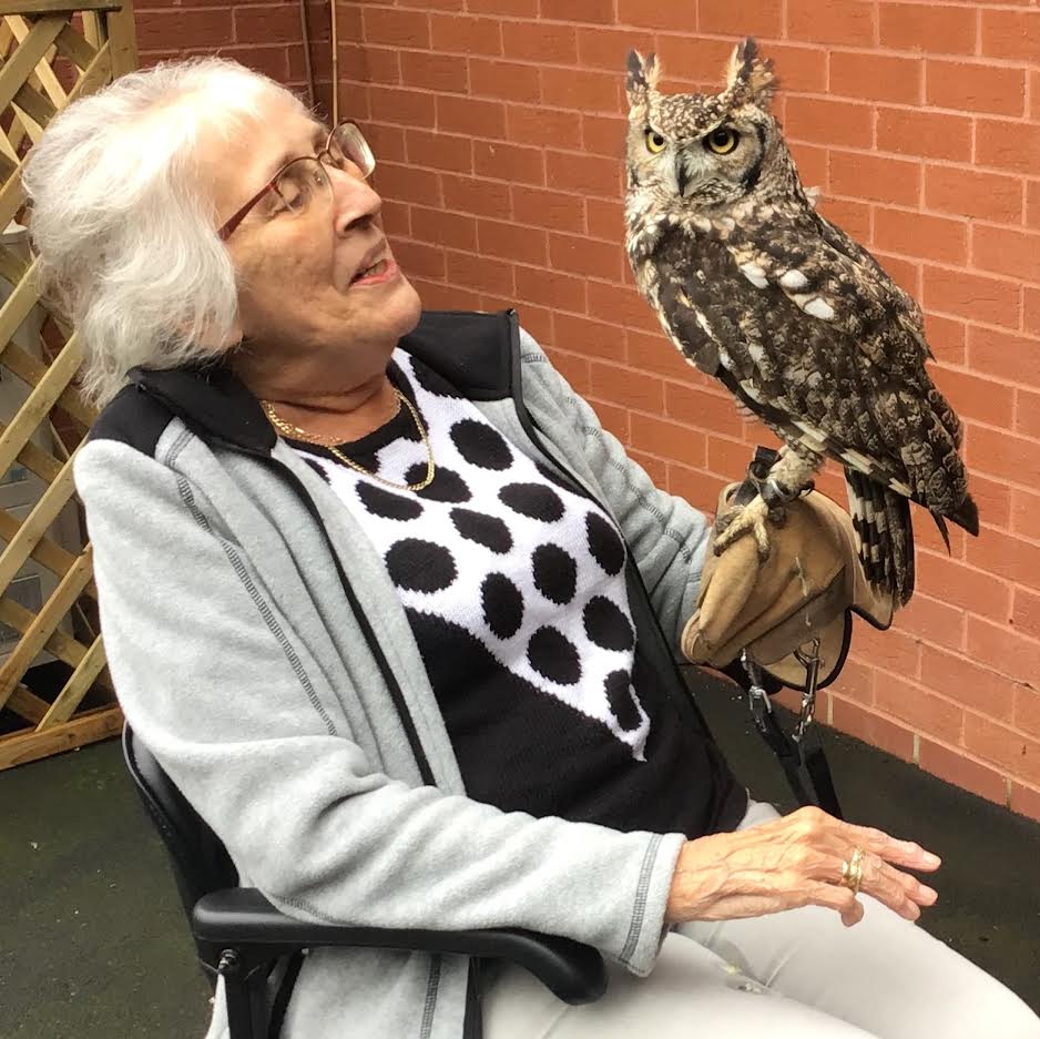 Cavell Court resident has a hoot with an extra special visitor