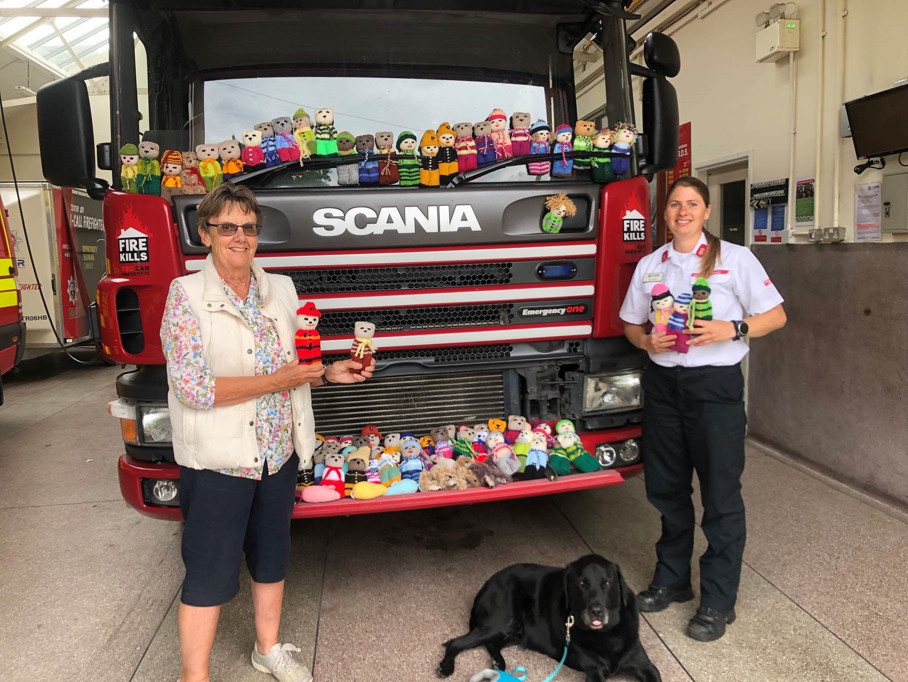 Pershore knitter helps fire service bring teddy comfort to youngsters with 'trauma teddies'