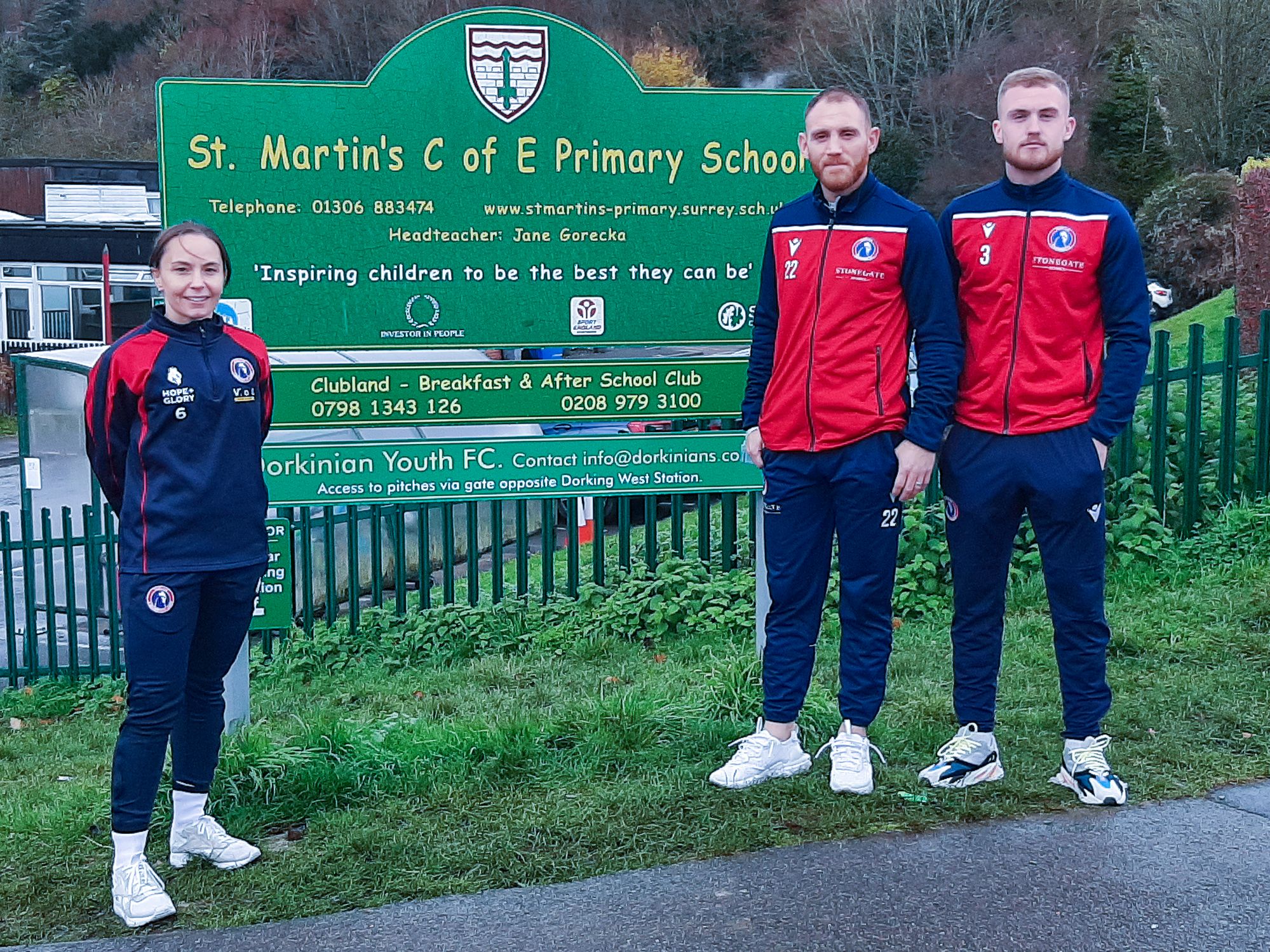 Dorking Wanderers visit St Martin's school to inform pupils about life as footballers