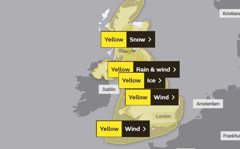 Every Met Office weather warning in place for today and tomorrow as Storm Barra arrives