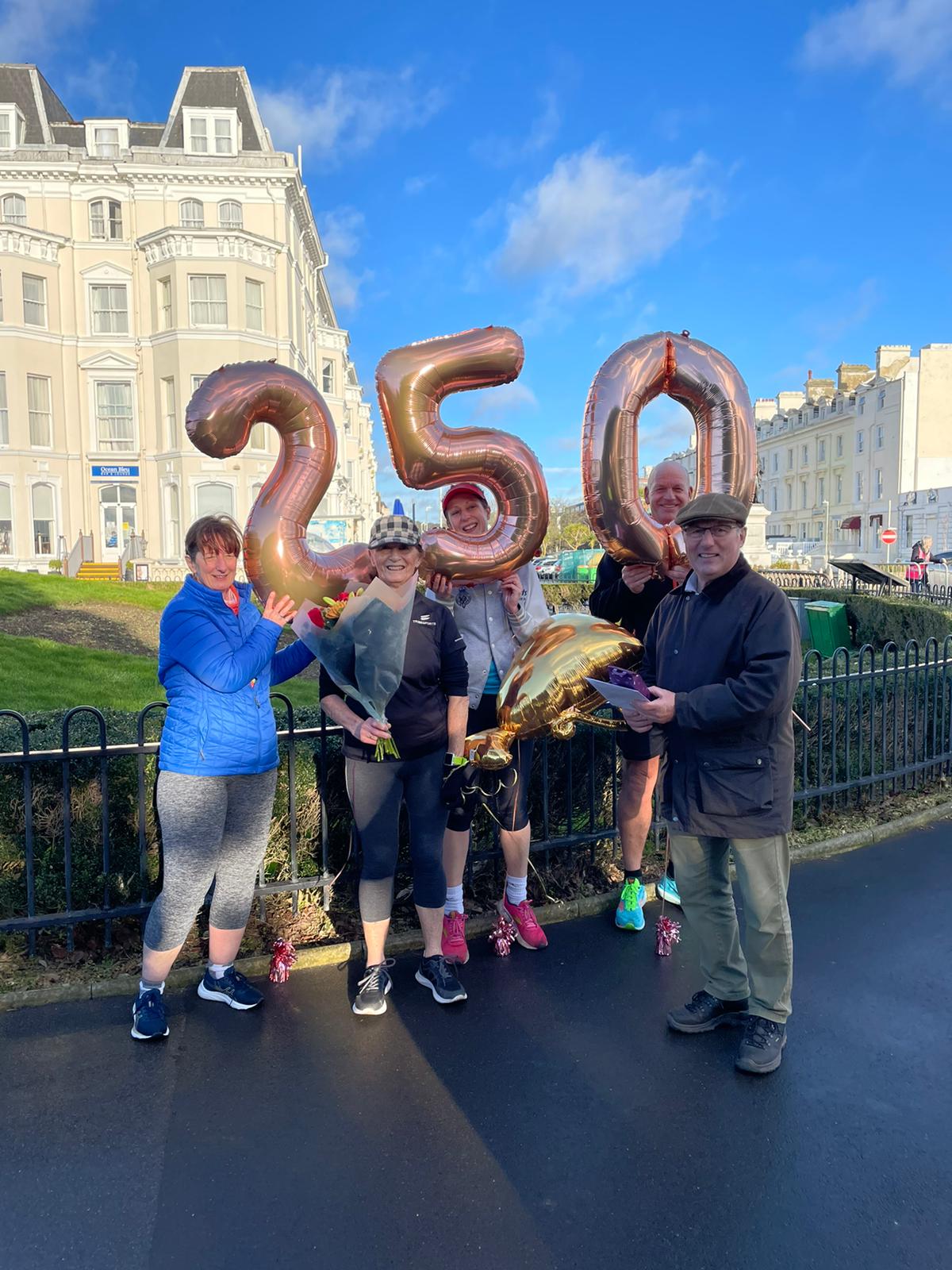 South Kent Harrier Jean Burrell completes her 250th parkrun