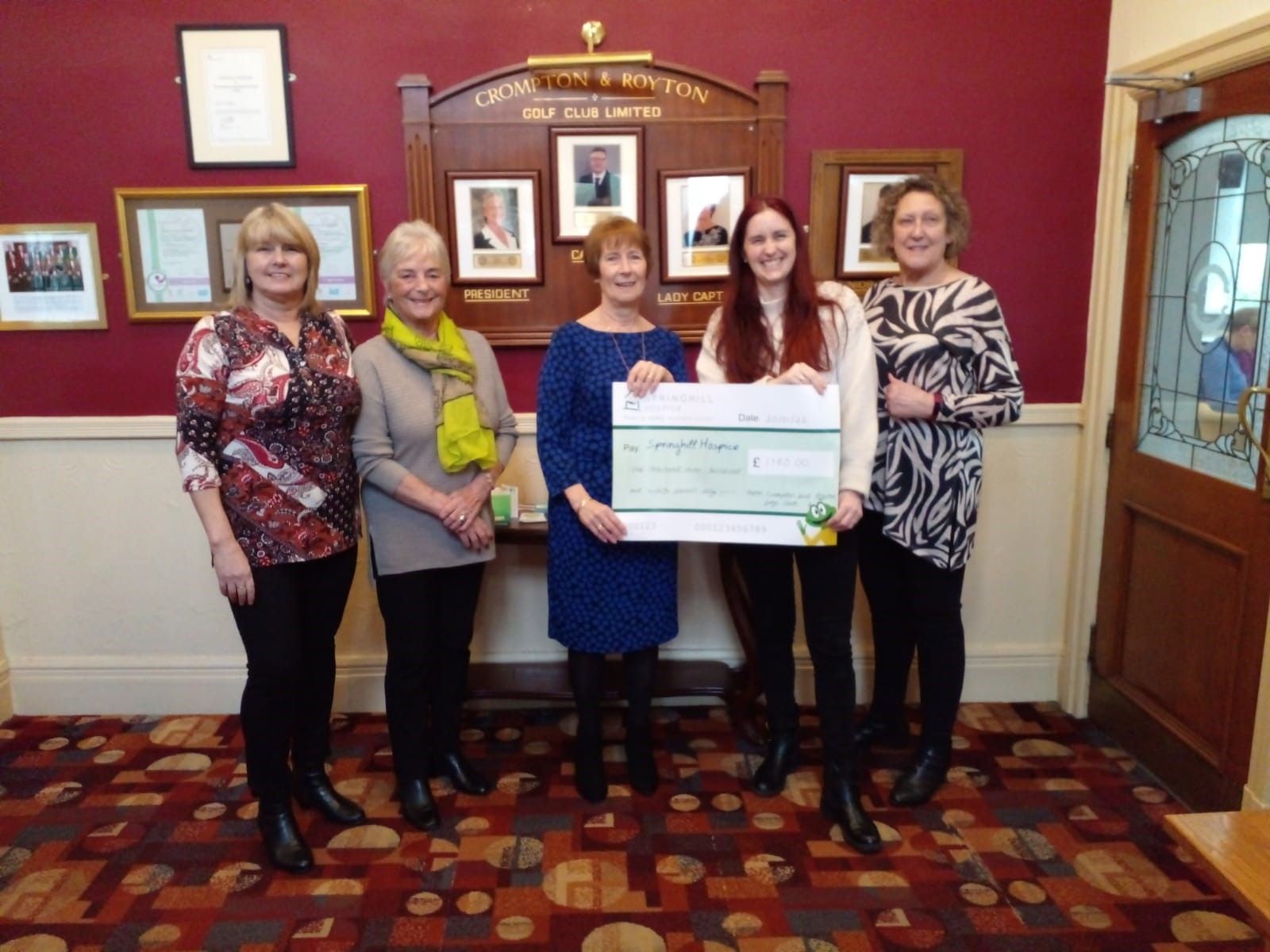 Golf club lady captain makes donation to Rochdale’s Springhill Hospice