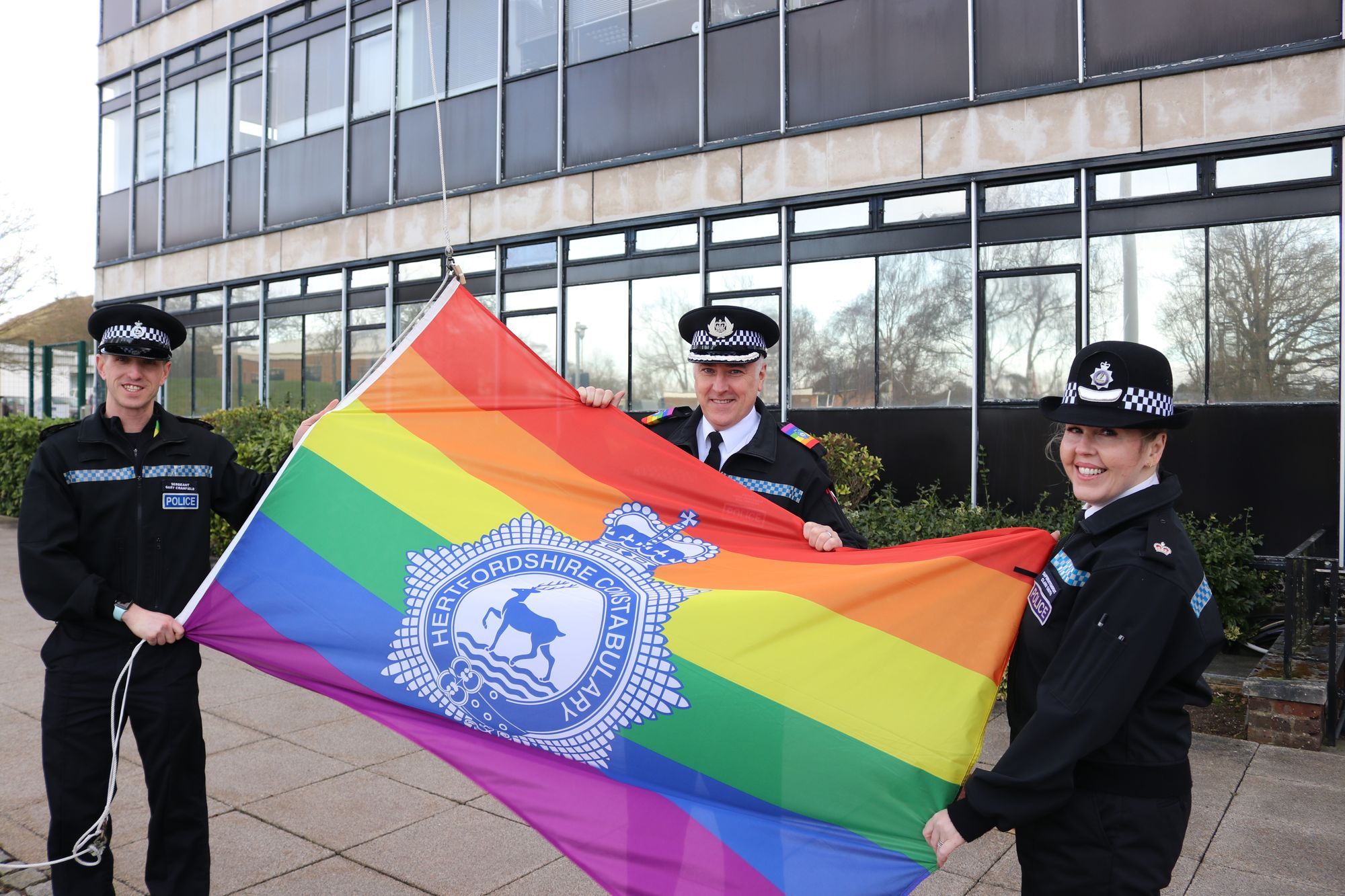 Hertfordshire Constabulary flies flag in support of LGBT+ History Month