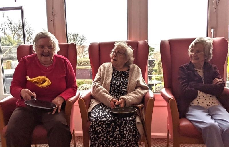 Pancake Day practise takes place at a Bishopsteignton care home