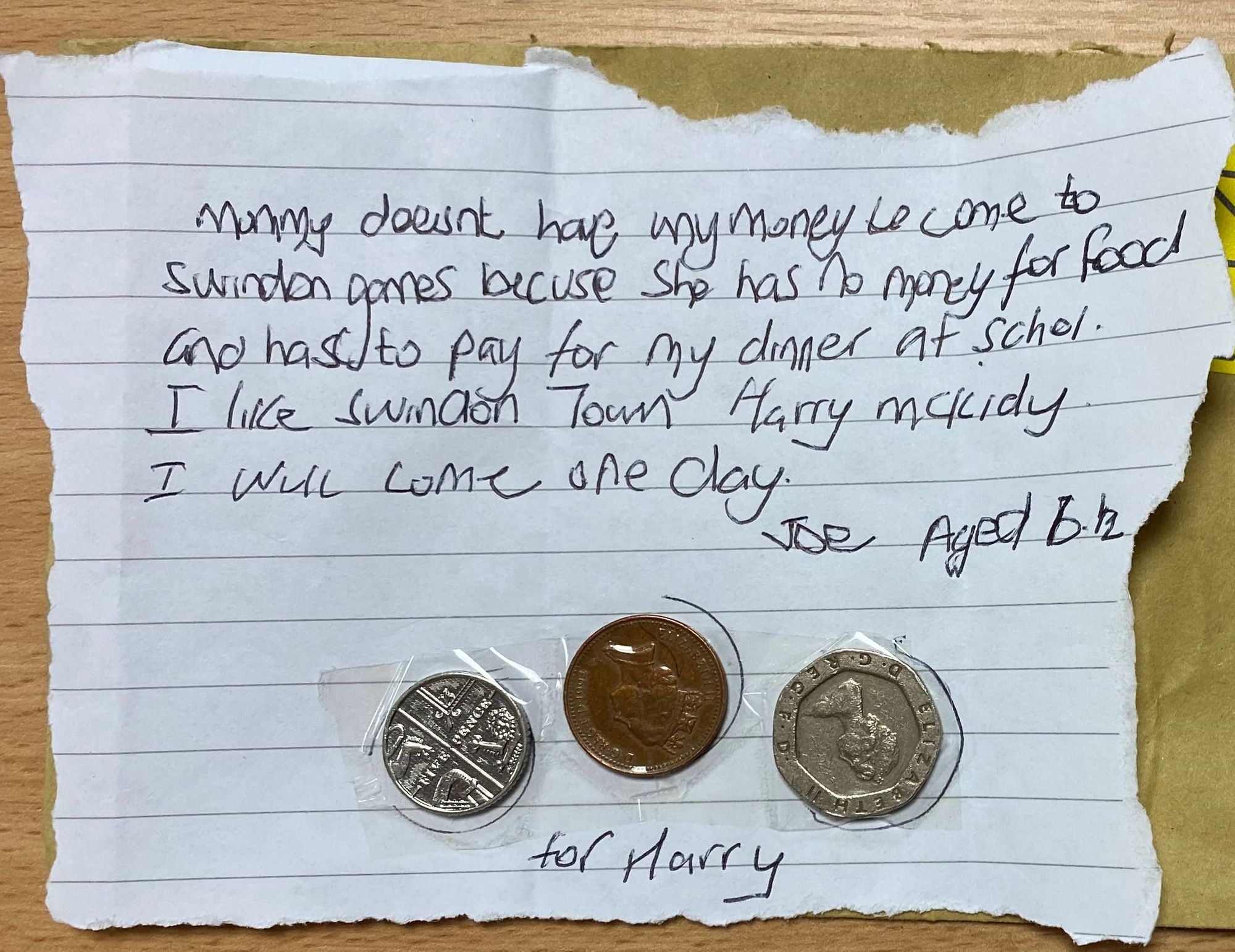 Six-year-old who cannot afford football match tickets sends 26p to star player