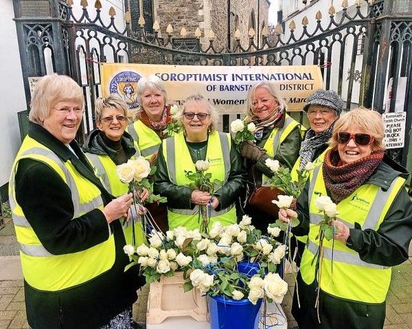 White roses handed out in Barnstaple for International Women’s Day