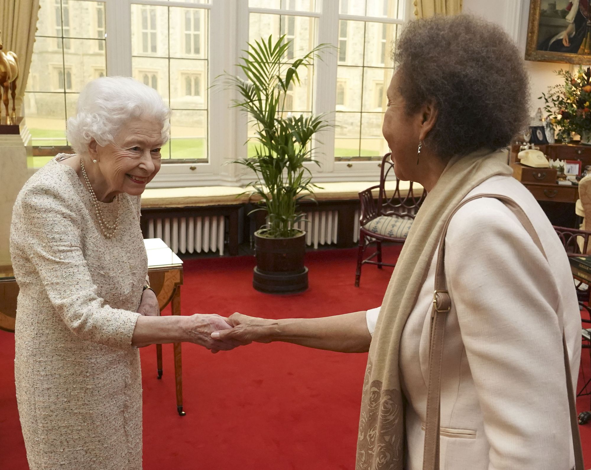 Queen holds face-to-face audience with poet Grace Nichols