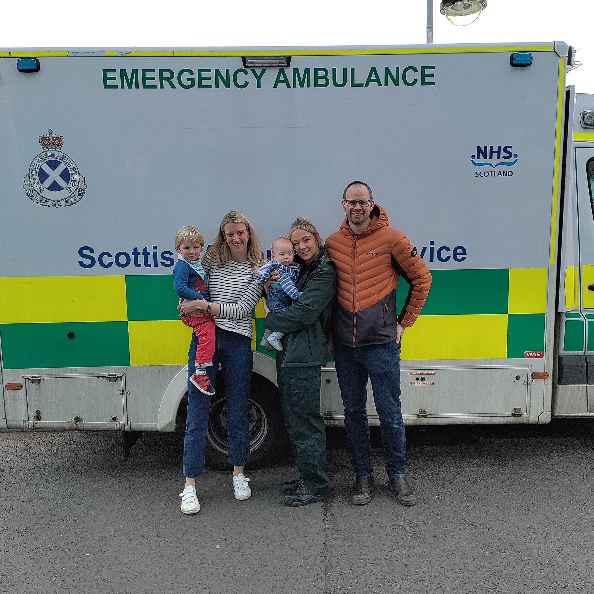 Family meet ambulance service worker who helped deliver premature baby