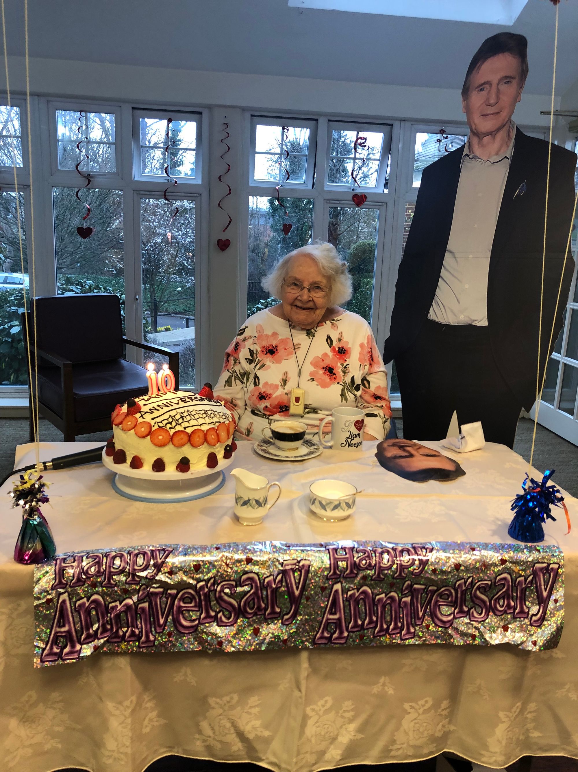 Liam Neeson-themed celebrations for Penny's 10 year anniversary at Purley care home