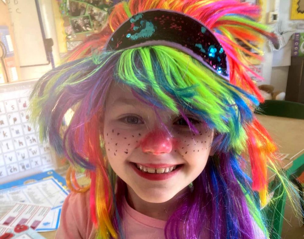 Crazy colourful costumes at Ramsgate school for Comic Relief