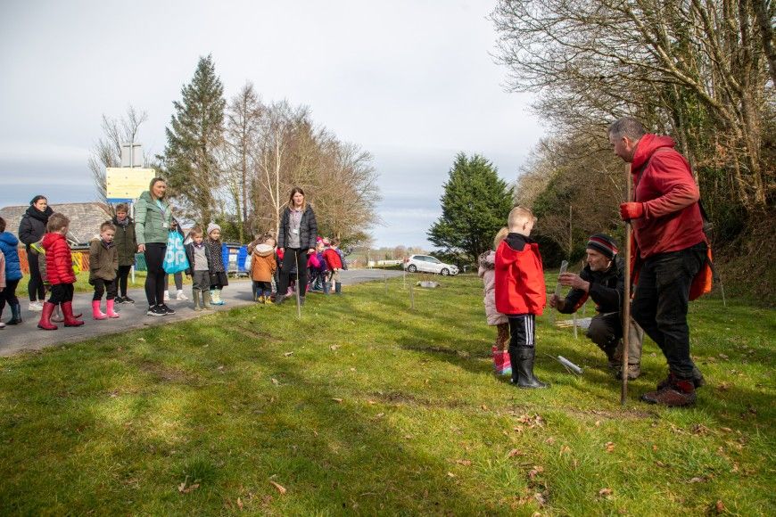 Children help with 200 Trees for 200 Years project at Lampeter university